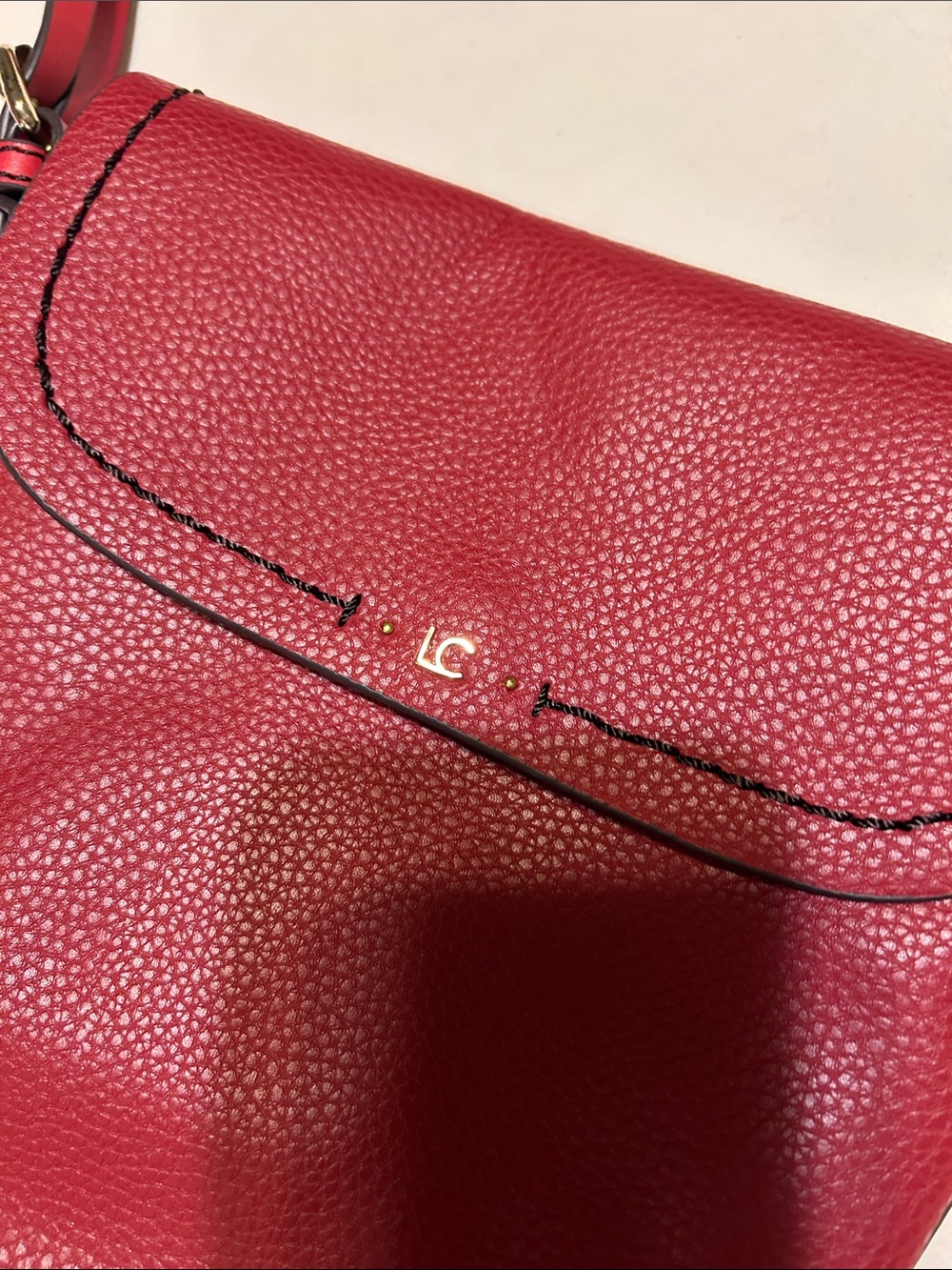 Liz Claiborne Red Pebbled Leather Crossbody Bag - Picture 11 of 11